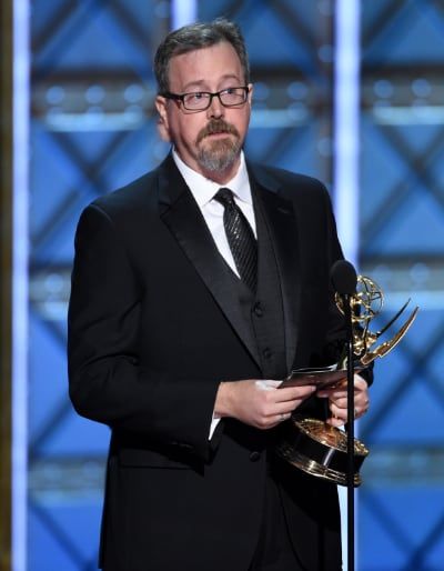 Jon Michaels giving the Emmy acceptance speech for his win for the Beatles documentary